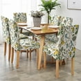 thumbnail image 4 of Yellow White Leomon Tree William Morris Chair Covers Set of 4 Stretchy Parson Chair Slipcovers for Dining Room Rustic Blue Hummingbird Chair Seat Cover Chair Protectors for Party Polyester, 4 of 6