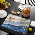 thumbnail image 3 of Blue Ombre Placemats Set of 6, Modern Wave Abstract Art Placemats for Dining Table, Place Mats for Kitchen Tabletop, Waterproof Wipeable Dining Table Mats Set, 3 of 9