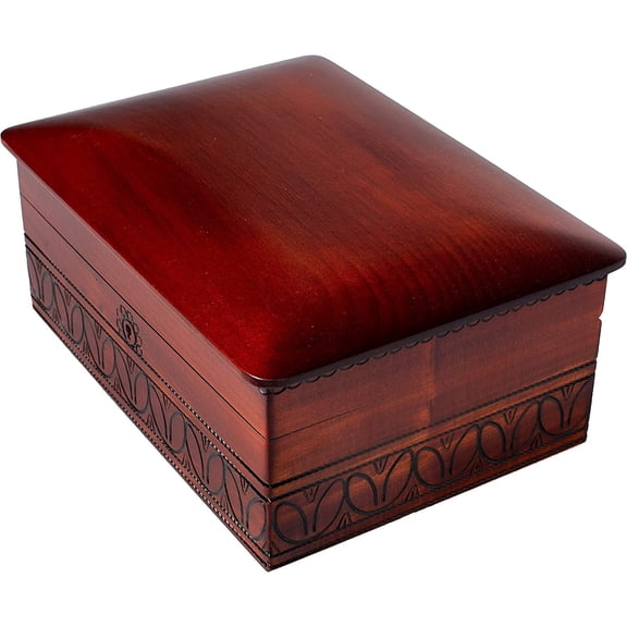 MY  Polish Heritage Handmade Extra-Large Elegant Slightly Rounded 10 1/2" Wooden Box with Lock and Key for Keepsakes, Love Letters, Jewelry, and Specialty Items