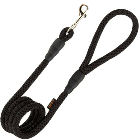 Gooby Mesh Dog Leash - Black, 4 FT - Dog Leash with Bolt Snap Clasp and Breathable Mesh - Perfect on the Go Dog Leashes for Small Dogs, Medium Dogs, and Large Dogs Intended for Indoor and Outdoor Use