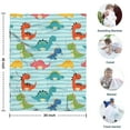 thumbnail image 4 of Blue Stripes Dinosaurs Pattern Blanket,Comfortable Soft Lamb Wool Throw Blanket,All Season,Warm Lightweight Blankets for Sofa Bed Couch Living Room Chair,30"x40", 4 of 4