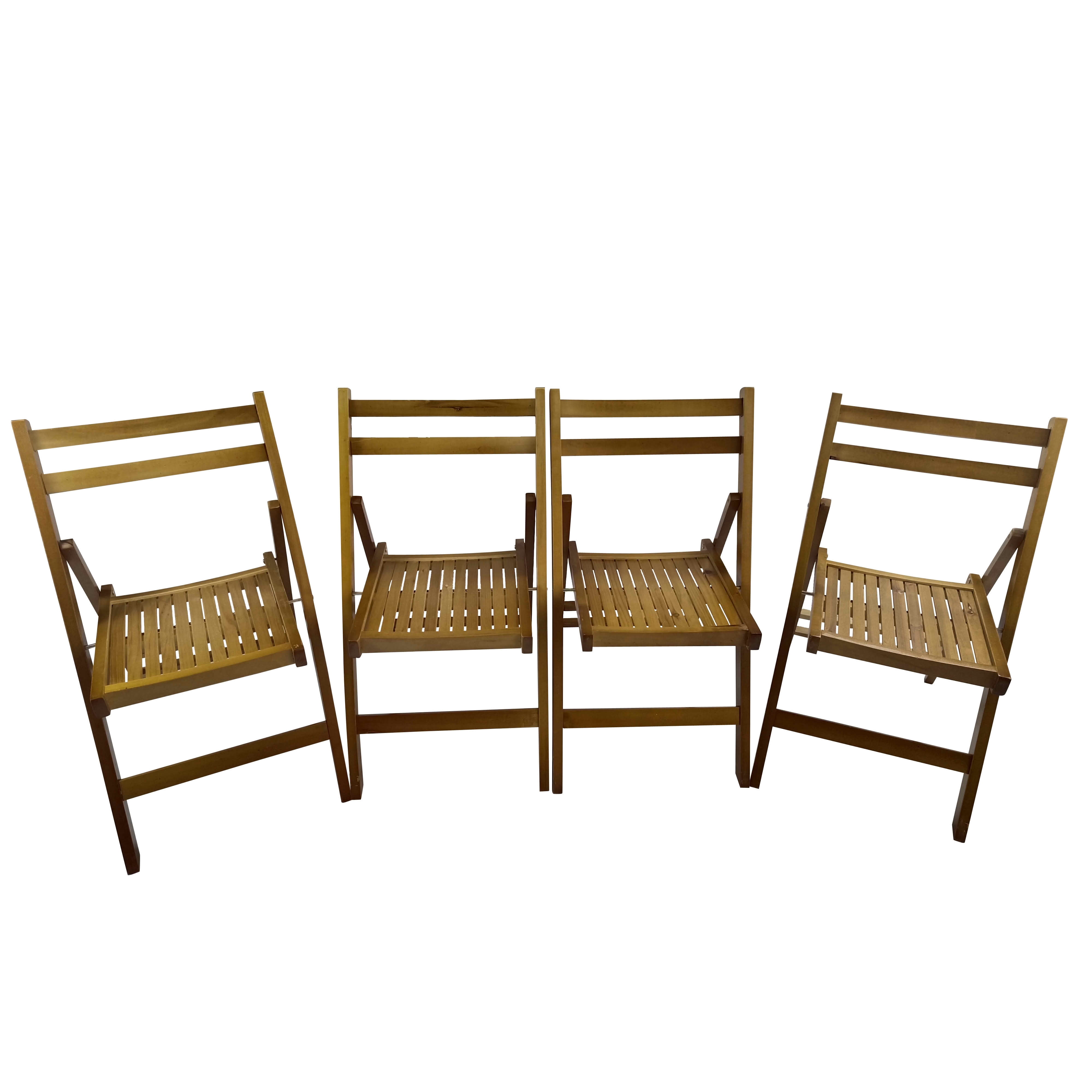 MAYEERTY Set of 4 Honey Solid Wood Slatted Folding Chairs, Portable Foldable Event Dining Chairs for Indoor Outdoor Wedding Kitchen Balcony, Holds 200 LBS