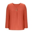 thumbnail image 4 of BLCHUNen Womens Blouses Long Sleeve Casual Lightweight Breathable V Neck Pullover Outdoor Relaxed Fashion Fall Tops, 4 of 6