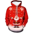 thumbnail image 2 of Rebaike Santa Face Christmas Hoodie for Men Women, Funny Holiday Pullover Sweatshirt with Beard Glasses Graphic, Ugly Xmas Party Unisex Winter Casual Hoodie Gift, 2 of 8