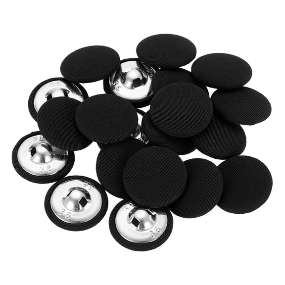 Uxcell 20Pack Fabric Cloth Covered Button, 23mm 36L Metal Shank Round Sewing Buttons Fabric Covered Button for Coat Dress Sweater Hats Crafts Making, Black