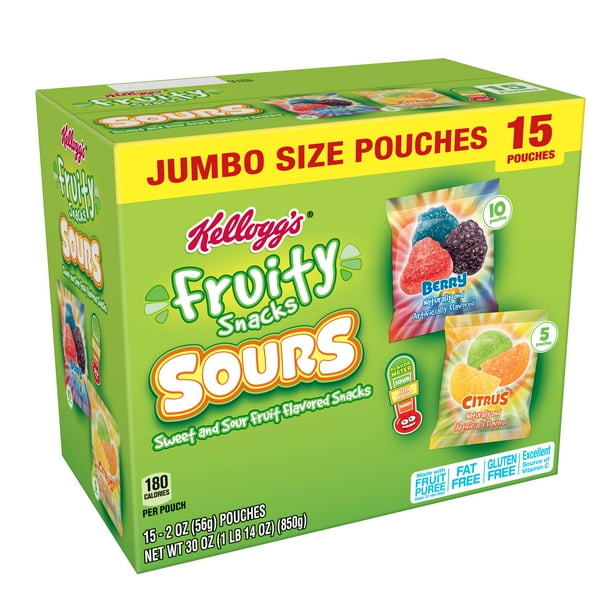 Kellogg's Sour Berry & Sour Citrus Fruity Snacks Jumbo Size 15 Ct