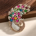 thumbnail image 4 of Rhinestone Large Peacock Bird Brooch Pin for Women Men Gold Plated Fashion Colorful Crystal Animal Brooches Lapel Pins Exquisite Dress Accessories Wedding Anniversary Jewelry, 4 of 6