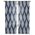 thumbnail image 2 of Abstract Navy Blue,Semi Sheer Curtains 72 Inch Length 2 Panels Set,Modern Minimalistic Geometric Stripes Sheer Kitchen Curtain Privacy Voile Window Curtain for Living Room Bedroom Rod Pocket Drapes, 2 of 7