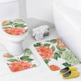 thumbnail image 4 of 4 Piece Shower Curtain Sets Shower Curtain Set with Non-Slip Rugs Toilet Lid Cover And Bath Mat Spring Peach Watercolor Floral Waterproof Fabric Bath Curtains Spring Flowers for Bathroom Decor, 4 of 8