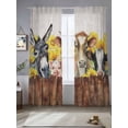 thumbnail image 2 of Farm Sheer Curtains 2 Panels Set Vintage Farmhouse Donkey Pig Cow Sunflower Leaf Wood Fence Sheer Window Curtains Light Filtering Rod Pocket Voile Drapes for Bedroom Living Room 52"X84", 2 of 8
