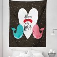 thumbnail image 1 of All You Need is Love Tapestry, Funny Whales Sharing Affection Heart Shape Artwork, Fabric Wall Hanging Decor for Bedroom Living Room Dorm, 5 Sizes, Dark Taupe and Multicolor, by Ambesonne, 1 of 1