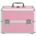 thumbnail image 2 of vidaXL Make-up Case 22x30x21 cm Pink Aluminium, 2 of 5