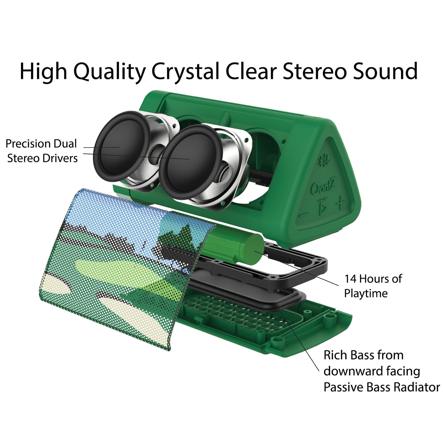 OontZ Angle 3 Wireless Portable Bluetooth Speaker, Golf-Green