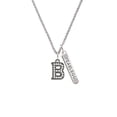thumbnail image 2 of Delight Jewelry Black Nickeltone Crystal Initial - B - Beaded Border - Silvertone Fearless Bar Charm Necklace, 23", 2 of 4
