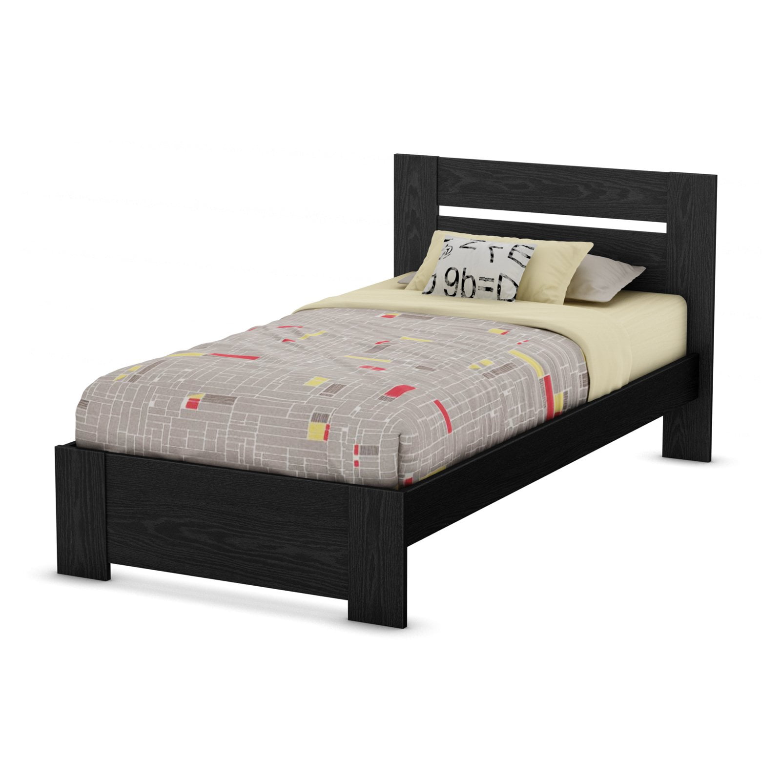 South S Flexible Twin Platform Bed Black Oak