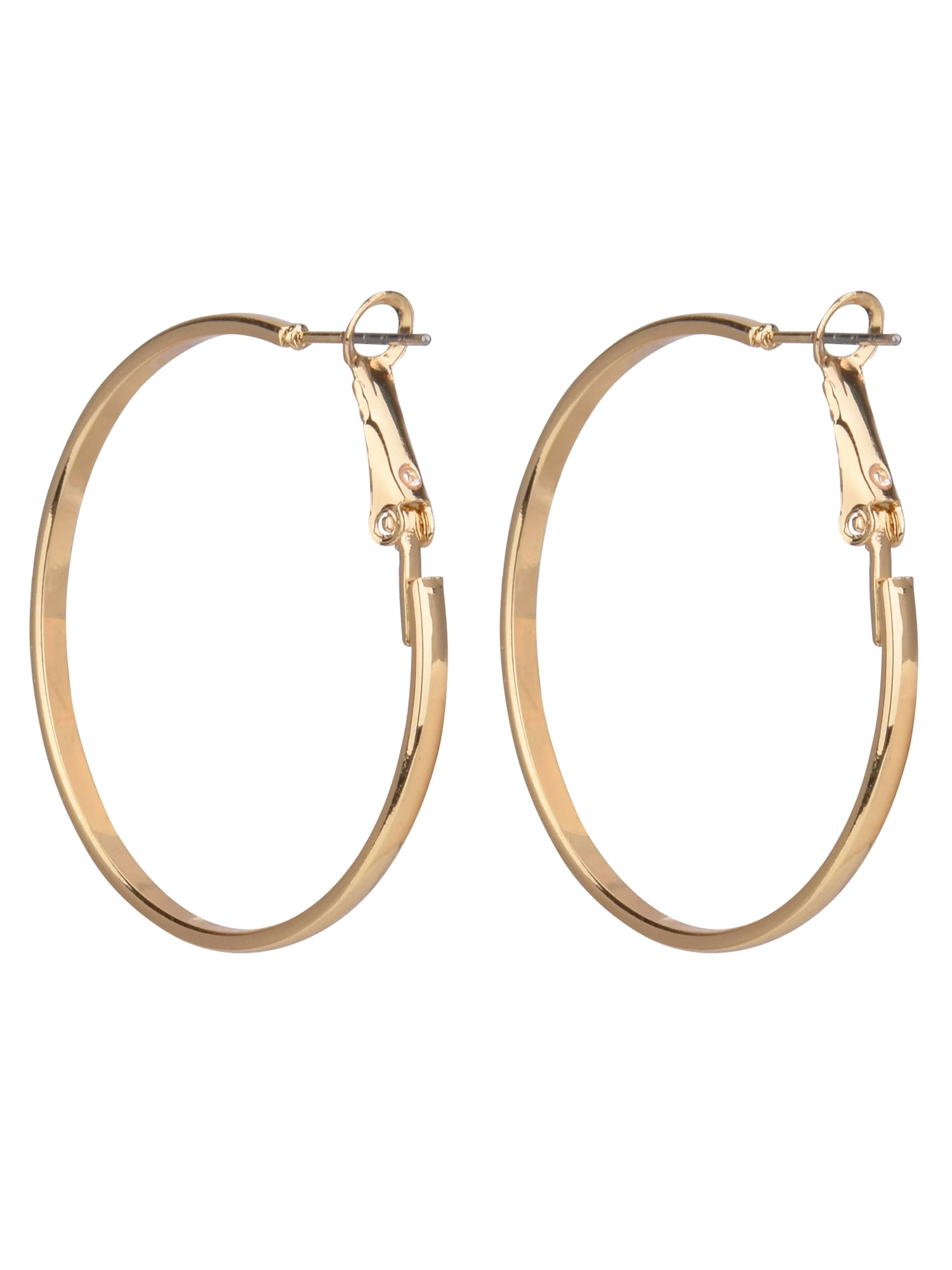 Time and Tru Adult Women's 3 Pair Gold Tone Thin Metal Hoop Earring Set