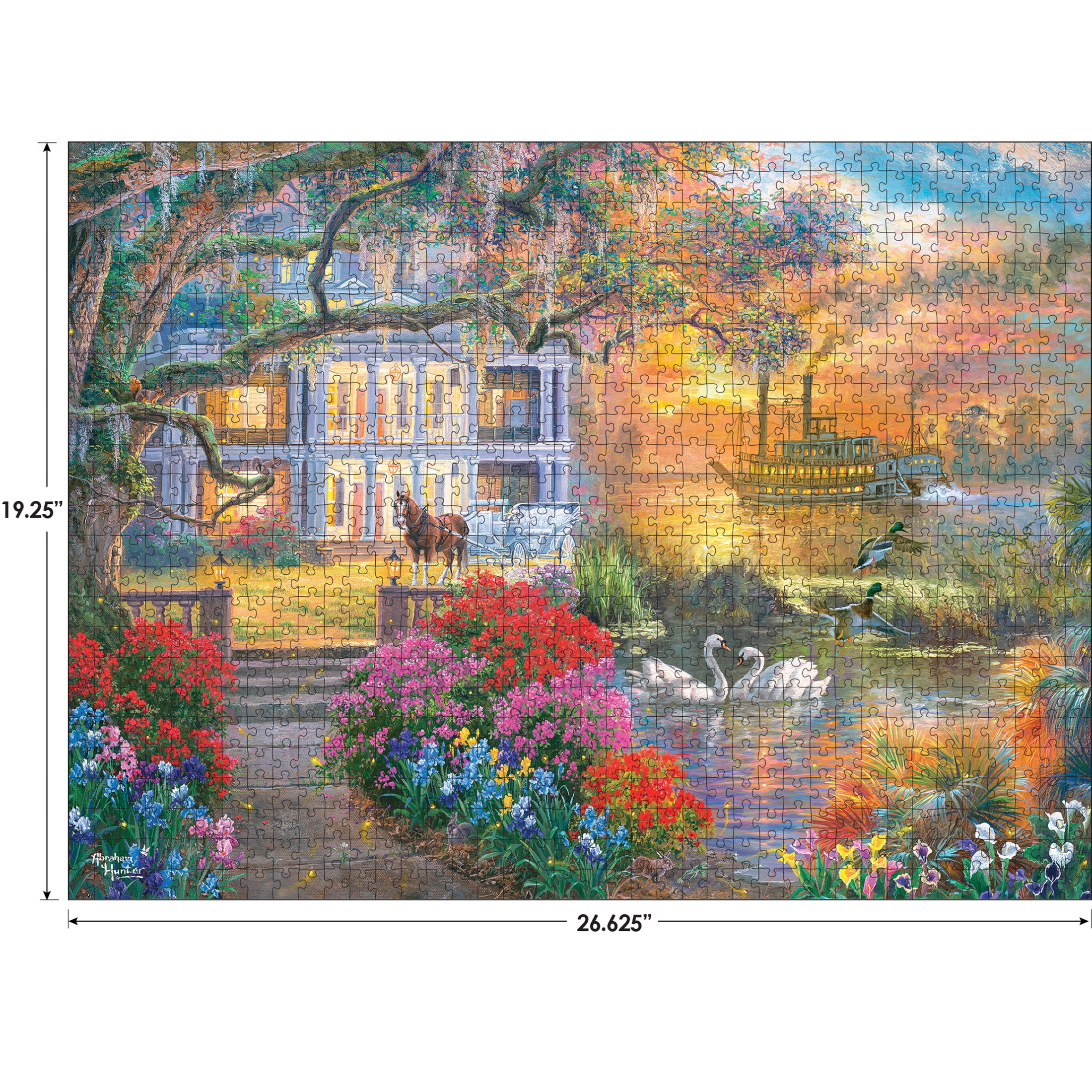 RoseArt - Abraham Hunter 1000-Piece - Steamboat Evening- Adult Interlocking Puzzle