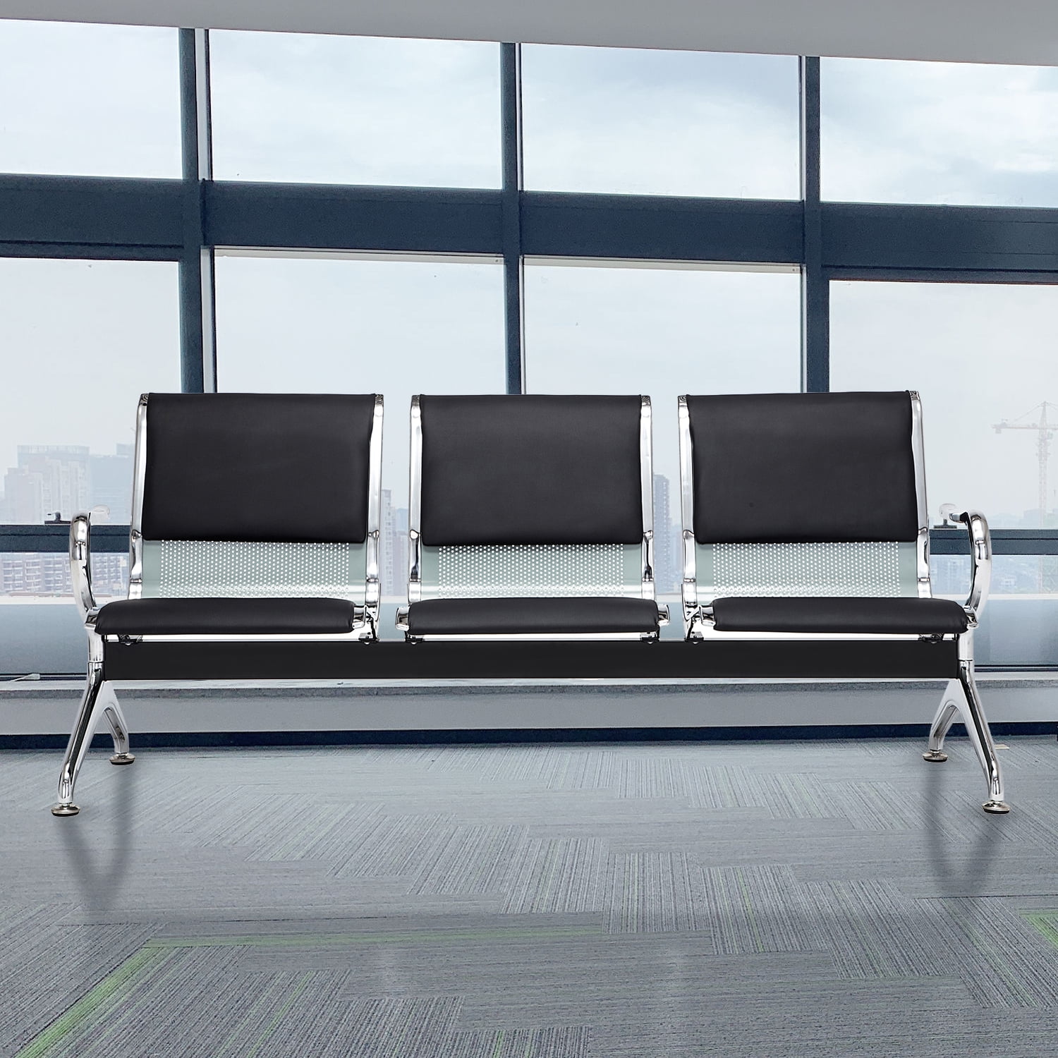 2-Seat Waiting Room Chair Business Reception Bench Ergonomic Salon Airport 