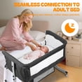 thumbnail image 3 of SHUO Y - 4-in-1 Multi-function Baby Crib with Changing Station, Height Adjustable Bedside Baby Bassinet with Basket & Mosquito Net for 0-24 Months, 22 lbs Capacity (Black), 3 of 11
