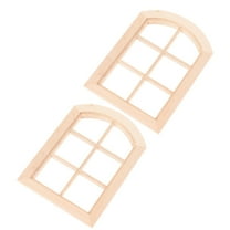 HEMOTON 2pcs Wooden Window for Dollhouse 1