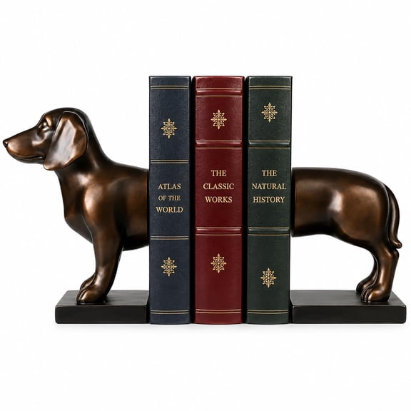 Comfy Hour 12 x 10 x 8.7 in Dark Copper Resin Dachshund Bookends, Set of 2