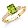 thumbnail image 2 of Gem Stone King 1.18 Ct Green Peridot G/H Lab Grown Diamond 10K Yellow and White Gold Engagement Ring (Size 9), 2 of 4