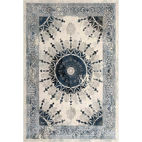 LaDole Rugs 3x10 ft Traditional Boho Area Runner Rug | Long Carpet For Hallway, Kitchen, Entry Way, Indoor Floor Décor | Blue Grey