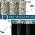 thumbnail image 3 of Vargottam Room Darkening Curtains - Floral Motif Pattern, Set of 2 Panels, 52" x 72" - Grommet-Top Blackout Window/Door Drapes for Bedroom, Nursery & Living Room - Beige, 3 of 9