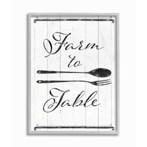 Stupell Industries Farm To Table Kitchen Silverware Wood Texture Word Design Graphic Art Gray Framed Art Print Wall Art, 16x20, by The Saturday Evening Post