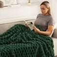 thumbnail image 4 of Whale Flotilla 50"x60" Throw Blanket for Couch with Expanded 3D-Jacquard Pattern, Fuzzy Soft Cozy Exquisite Blankets or All Season, Warm and Fluffy, Emerald Green, 4 of 10