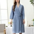 thumbnail image 2 of maskred Peignoir Absorbant l'Eau, Peignoir Gaufré Uni, Robe de Spa pour la Maison, Chemise de Nuit pour Femmes, Bleu Marine TTTG, m, 2 of 6