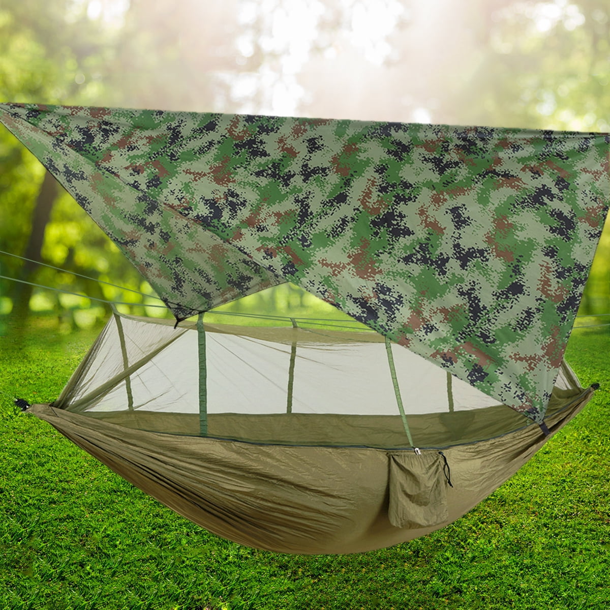  Oak Creek Camping Hammock and Accessories. Complete Package  with Mosquito Bug Net, Rain Fly, Tree Straps. Great for Hiking,  Backpacking, and Travel. Weighs Only 4 Pounds. Carbon Gray. : Deportes y