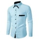 thumbnail image 1 of pstuiky manga larga de hombre, Camisa informal de color liso con botones, manga larga, cuello vuelto, transpirable y elástica para hombre Tops de talla grande para hombre l, 1 of 5