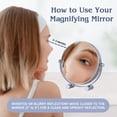 thumbnail image 5 of MIRRORVANA Small 15X Magnifying Tabletop Mirror for Makeup - Double Sided 15x and 1x Portable Make Up Mirror for Desk, Dressing Table and Retail Store - 6" Wide & 6.7" Tall (Chrome), 5 of 7