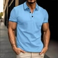 thumbnail image 2 of hoksml Men's Classic Golf Shirts Casual Loose Solid Color Collared Button Polo Shirt Summer Lightweight Mesh Short Sleeve Turndown Collar Tops, 2 of 6