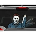 thumbnail image 2 of Masked Michael Serial Killer with Knife WiperTags for Horror fans attaches to rear vehicle wiper blades. Made in USA., 2 of 7