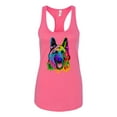 thumbnail image 2 of Wild Bobby, Colorful Happy German Shepherd Dog Animal Lover Ladies Racerback Tank Top, Hot Pink, Large, 2 of 3