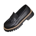 thumbnail image 2 of Vibrex Women Casual Shoes Women's Tassel Platform Loafers Patent Leather Slip On Casual Comfort Shoes Black Women's Shoes,Size:9, 2 of 9