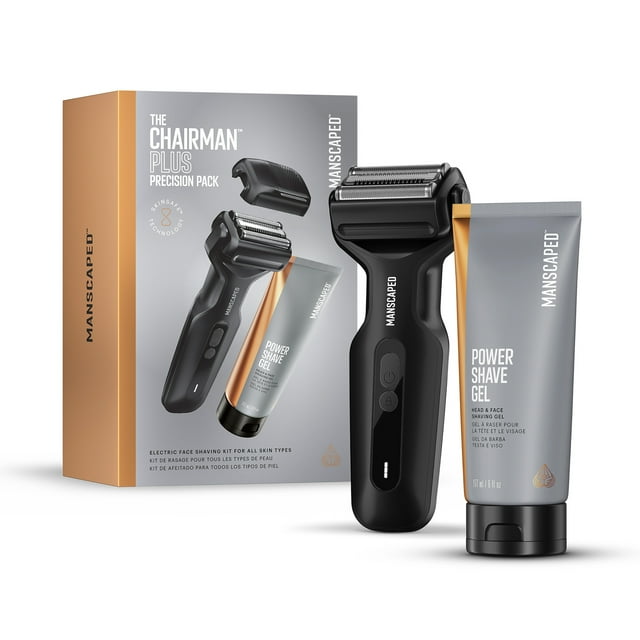MANSCAPED The Chairman Plus Precision Pack, Men's Electric Foil Face Shaver and Stubble Trimmer with Power Shave Gel