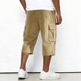 thumbnail image 5 of Dwelliawo Corduroy Long Cargo Shorts for Men Lightweight Capri Shorts Long Below Knee 3/4 Pants Casual Outdoor Elastic Waist Multi-Pockets Pants Khaki XL, 5 of 9