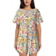 thumbnail image 1 of Fotbe Watercolor Wildflowers Conjunto de Pijama Estampado para Mujer, 2 Piezas, Ropa de Dormir con Camiseta de Manga Corta y Shorts Suaves-Small, 1 of 6