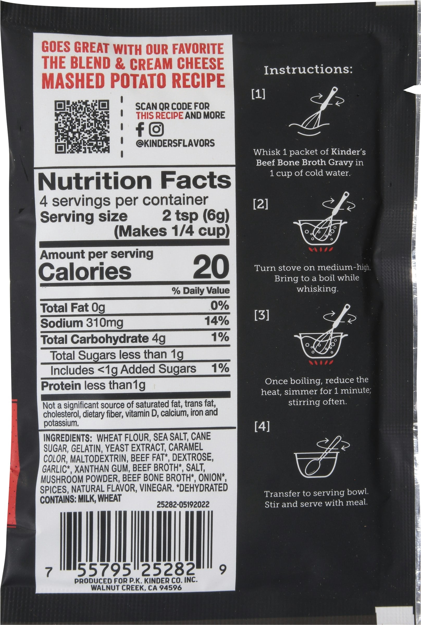 Kinder's Classic Beef Bone Broth Gravy 0.88 oz (Pack Of 15)
