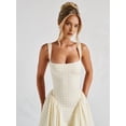 thumbnail image 5 of Women'S Summer Gingham Long Dress Corset Square Neck Lace Up Backless Casual Sundress Yellow M, 5 of 9