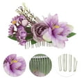thumbnail image 3 of Unique Bargains 1 Pc Women's Durable Simulated Flowers Hair Clips Comb for Parties Purple Polyester Fabric Iron, 3 of 4
