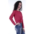 thumbnail image 5 of Moomaya Womens Full Sleeves Front Knot Crop Top Summer Tshirt Plain Tee Tops, 5 of 8