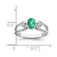 thumbnail image 2 of Solid 14k White Gold 6x4mm Oval Emerald Green May Gemstone Diamond Engagement Ring Size 8.5 (.034 cttw.), 2 of 3