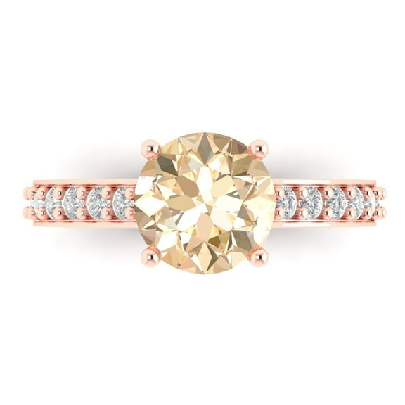 Clara Pucci 14K Rose Gold 2.3ct Morganite Solitaire with Accents Ring