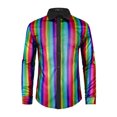 thumbnail image 5 of Camisas metálicas INSPIRE CHIC de manga larga para hombres, con botones, brillantes, para fiestas en clubes nocturnos Rainbow M, 5 of 5
