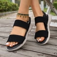 thumbnail image 6 of CQONEPT Sandals for Women Casual Walking Sandal Summer Roman Style Flat Sandals Elastic Strap Comfortable Open Toe Shoes Black 41, 6 of 6