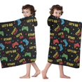 thumbnail image 4 of Multicolor Controllers Games Text Black Pattern Hooded Bath Towel，60"x35" for Ages 3 To 12 Kids, Quick Dry Lightweight Soft Microfiber Hood Beach Towel Cover Up for Kids, 4 of 7